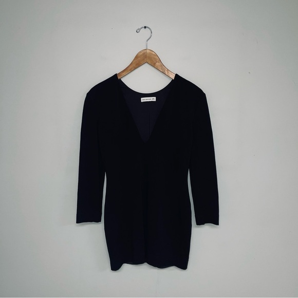 Bec and Bridge Dress Size 6 US Black Long Sleeve‎ Bodycon Deep V-Neckline Mini - Picture 2 of 7